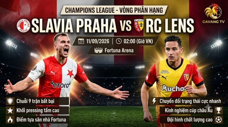 Nhận định bóng đá trận Slavia Praha vs RC Lens vòng phân hạng Champions League 2026/27