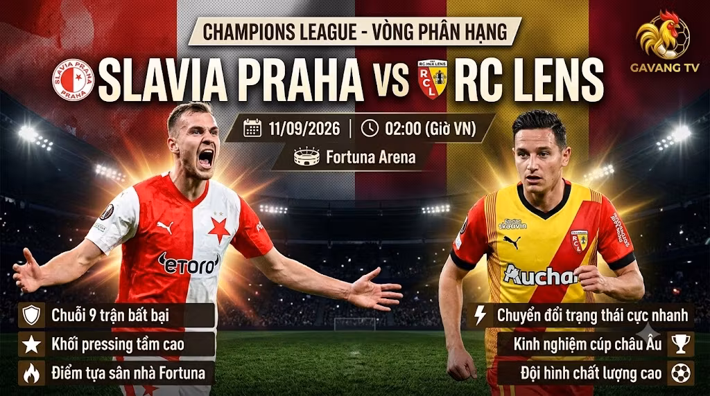 Nhận định Slavia Praha vs Lens (02h00 ngày 11/9): Lợi thế sân nhà